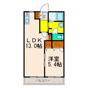 【間取り】 | ルシェルブルー大城B