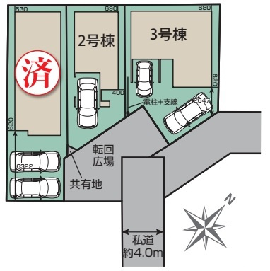 上尾市仲町2丁目3棟　新築一戸建て　ブルーミングガーデン　02の区画図|2号棟
