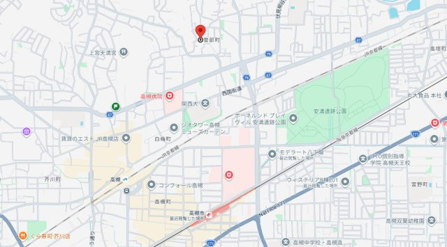 高槻市古曽部町２丁目の賃貸マンションの地図