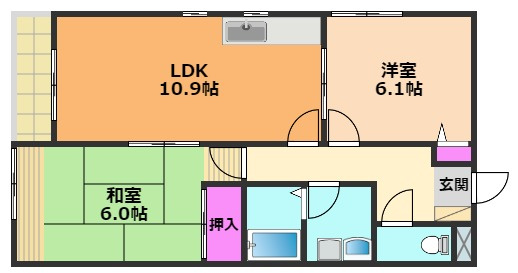 高槻市古曽部町２丁目の賃貸マンションの間取り