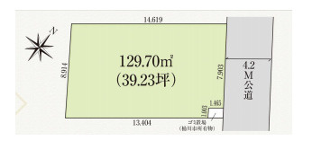 桶川市加納　8期　売地　グラファーレの土地図|【全1棟】桶川市加納　8期　売地　グラファーレ・土地面積129.70m2