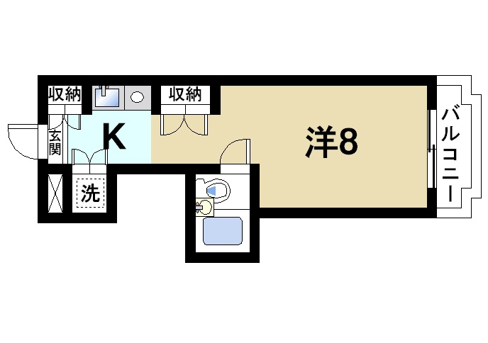 クレアーレ学園前の間取り|1Rの間取りになります