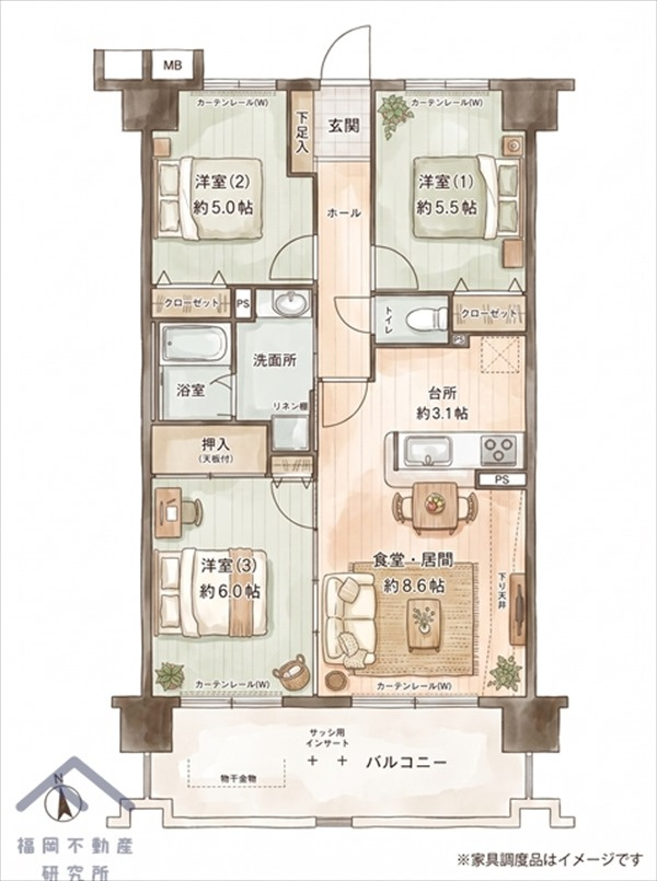 アンピール箱崎東の間取り