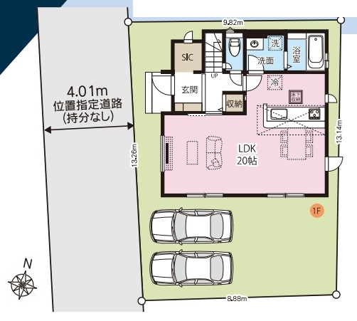 北本市石戸　2期　新築一戸建て　グラファーレ　01の区画図|1号棟
