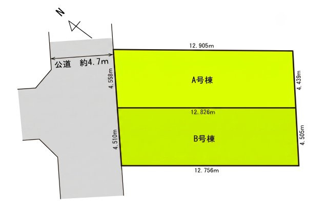 鶴見区市場下町　B号棟の区画図