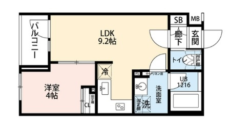 プレール・ドゥーク雪が谷大塚の間取り|南西向きの1LDK