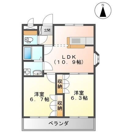 熊本市北区梶尾町のアパートの間取り