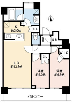 2LDK物件の間取りです。