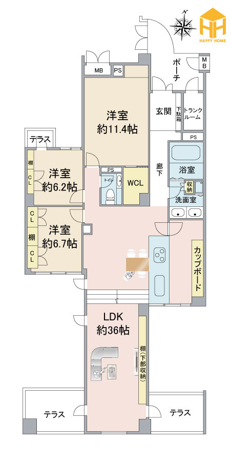 グランドメゾン箕面クレアコートの間取り|※図面と現況に相違がある場合は、現況を優先します。
