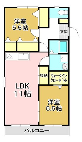 北九州市八幡西区馬場山西のアパートの間取り