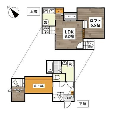 熊本市中央区黒髪２丁目のアパートの間取り