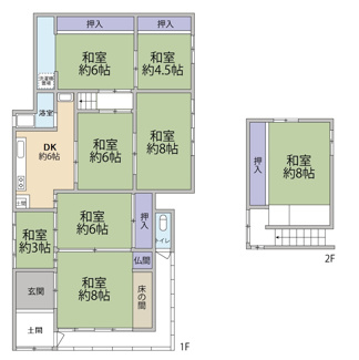 【間取り】 | 吉浦新出町　戸建 | 8DK　※図面と現況が異なる場合は現況優先となります。