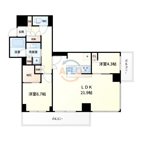 ジオタワー大阪十三　十三小学校の間取り|間取り