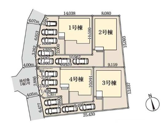 古河三杉町　新築一戸建て　03　リーブルガーデンの区画図|全4棟