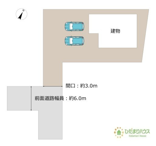【区画図】 | 坂東市みどり町　中古戸建 | 車の出入りもラクラクな前面道路幅6ｍ！