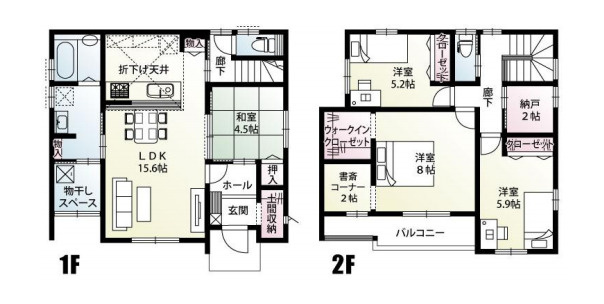 鴻巣市滝馬室　新築一戸建て　4区画　02の間取り|【全4棟・2号棟】鴻巣市滝馬室　新築一戸建て　4区画　02・4LDK+S・土地面積178.17m2・建物面積110.54m2