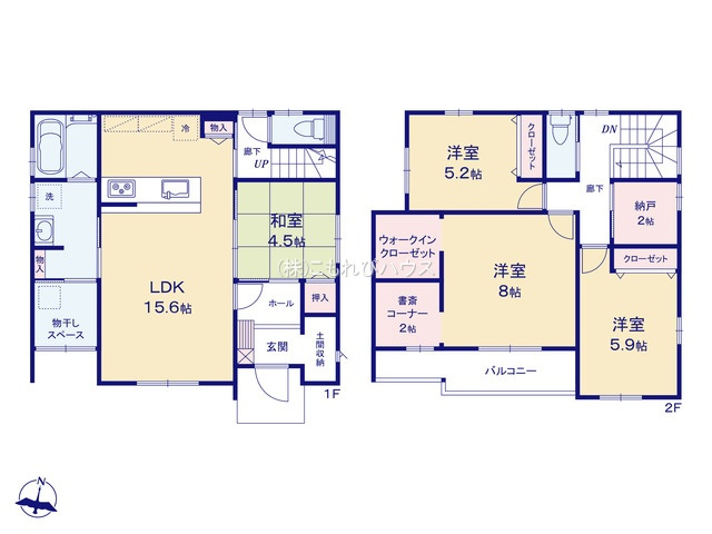 鴻巣市滝馬室　新築一戸建て　5区画　02の間取り|【全5棟・2号棟】鴻巣市滝馬室　新築一戸建て　5区画　02・4LDK+S・土地面積178.17m2・建物面積110.54m2