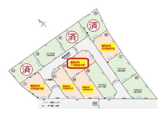 飯能市川寺・全12棟　新築一戸建　12号棟の区画図|【全12棟・12号棟】全12棟の大型分譲地