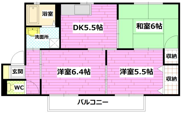 広島市安芸区中野３丁目のアパートの間取り
