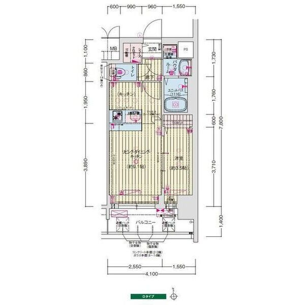 名古屋市中区葵１丁目の賃貸マンションの間取り
