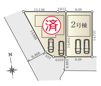【区画図】 | 新築分譲住宅　上柏尾町　全2棟/今回販売１棟（2号棟） | 配置図