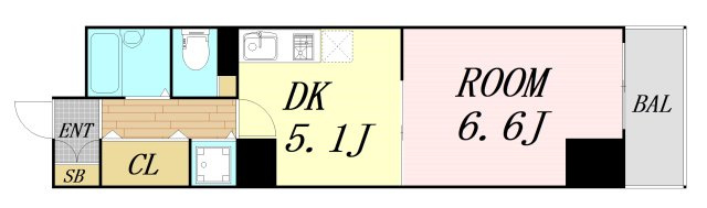 プレサンス千日前通 仲介手数料無料の間取り