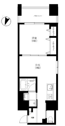 【間取り】 | TWINSYAMAKIⅠ | 使い勝手の良い1DKの間取りです ！