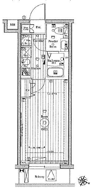 メイクスデザイン西馬込の間取り|間取り　広め9帖　1K