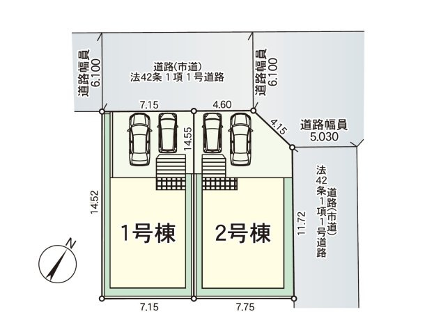 糟屋郡須恵町佐谷第2-2棟（1号棟）の区画図|配置図（1号棟）