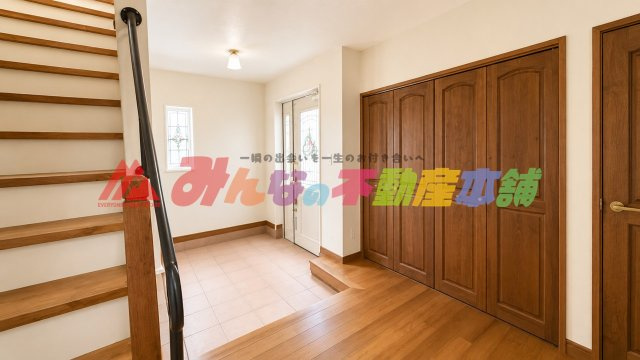久留米市日吉町の中古一戸建の玄関|空間の魅力をより正確にお伝えするため、AIにて家財を除去したイメージ画像を使用しています。現況は内覧にてご確認ください。