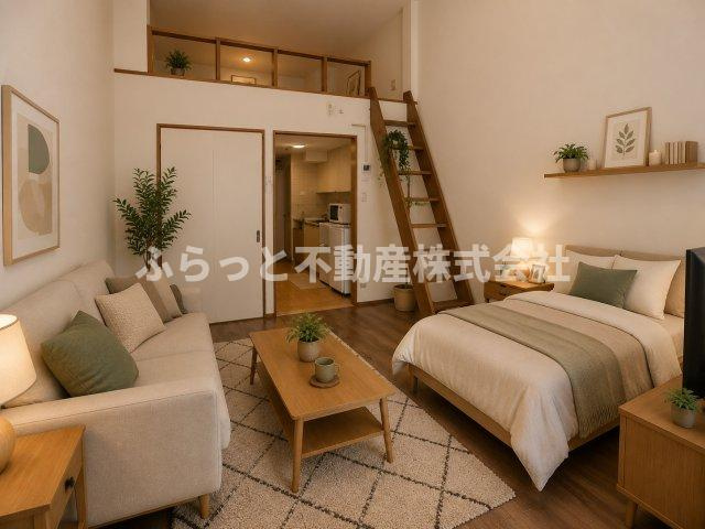 アーバンハイツⅢの居間・リビング|家具・家電はAIによるイメージになります