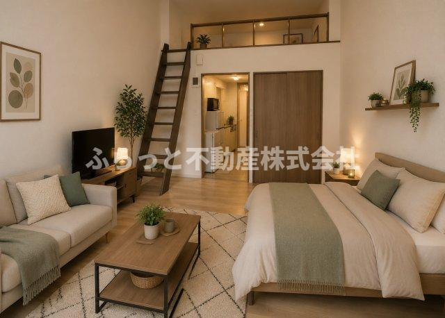 アーバンハイツⅢの居間・リビング|家具・家電はAIによるイメージになります