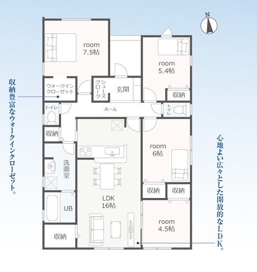 【間取り】 | 浜松市中央区舞阪町浜田 59期 新築建売 3号棟 | 効率的かつ暮らしのことをしっかり考えた間取りです
