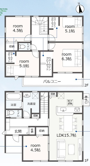 【間取り】 | 浜松市中央区江之島町 新築建売 1号棟 | 効率的かつ暮らしのことをしっかり考えた間取りです