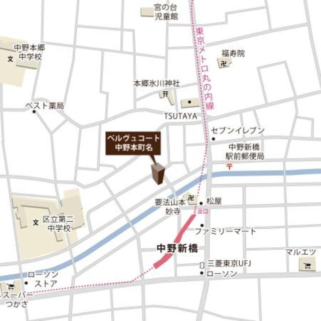 ベルヴュコート中野本町の地図