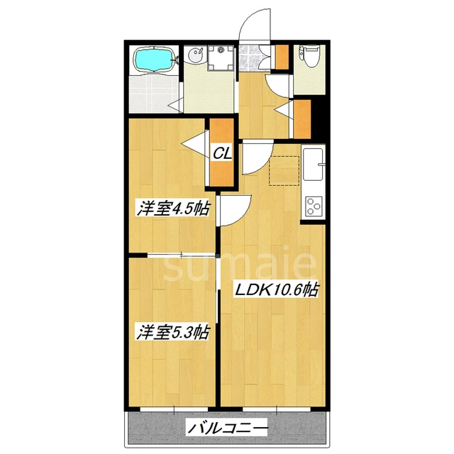 アプリコット・ベレオの間取り|南向きのお部屋です☆
