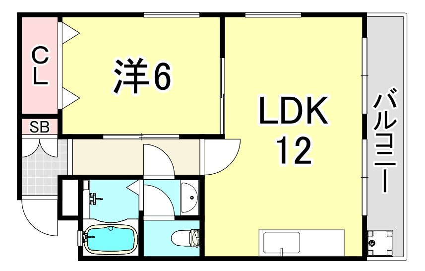 西宮市瓦林町の賃貸マンションの間取り