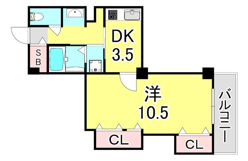 神戸市須磨区若木町１丁目の賃貸マンションの間取り