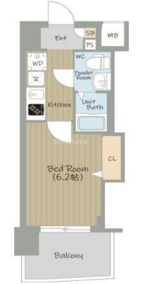 大阪市中央区高津２丁目の賃貸マンションの間取り
