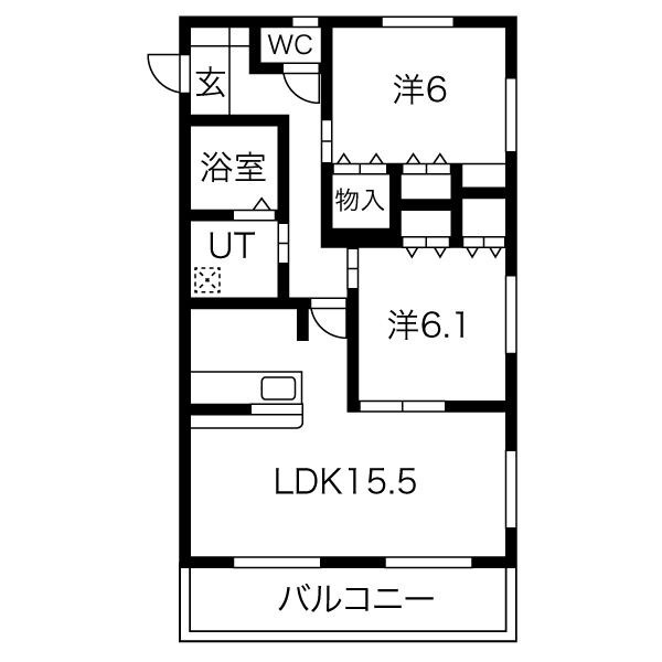 西宮市神園町のアパートの間取り