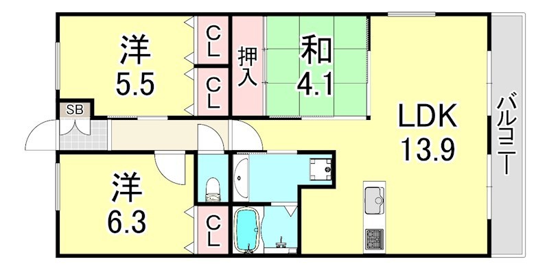 レジェンダリー甲子園浦風町の間取り