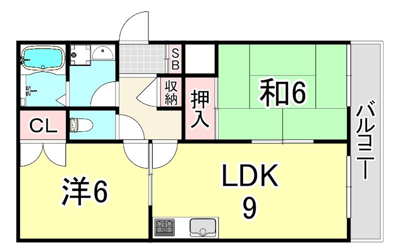 西宮市松並町の賃貸マンションの間取り