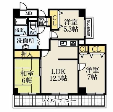 神戸市須磨区南落合１丁目の賃貸マンションの間取り