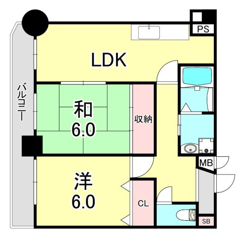 神戸市兵庫区中道通５丁目の賃貸マンションの間取り