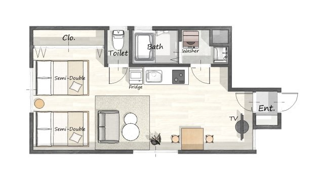 COCOBNB DAIKOKUCHO NAMBA OSAKAの間取り