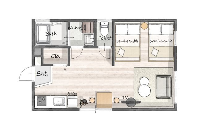 COCOBNB DAIKOKUCHO NAMBA OSAKAの間取り