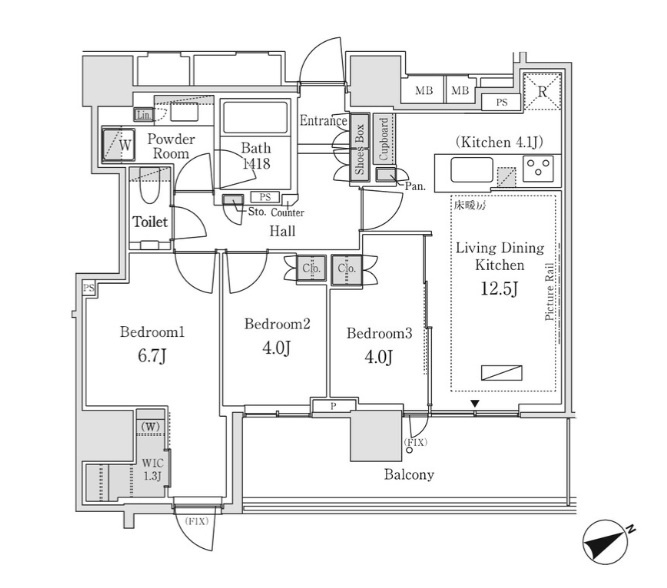 パークタワー大森の間取り|間取り