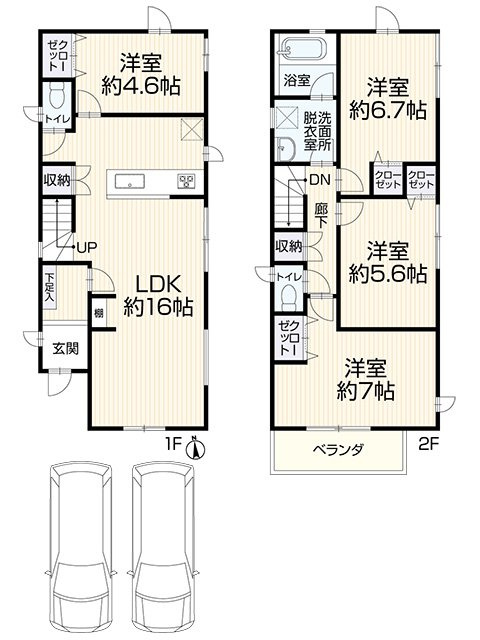 名古屋市北区上飯田北町　4LDK　3階建　リフォーム済みの間取り