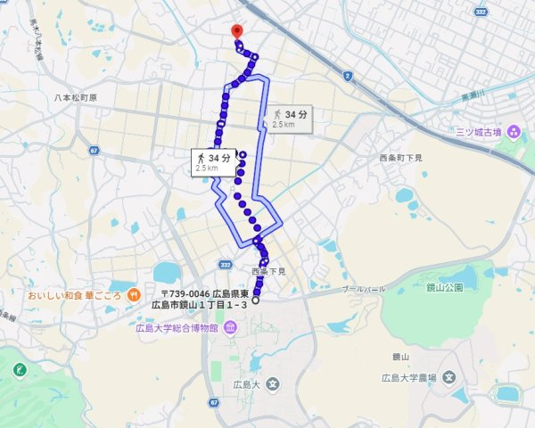 ★3+1プログラム★デュランの地図|広島大学正面入口まで徒歩34分（34 min. walk to Hiroshima University.)
