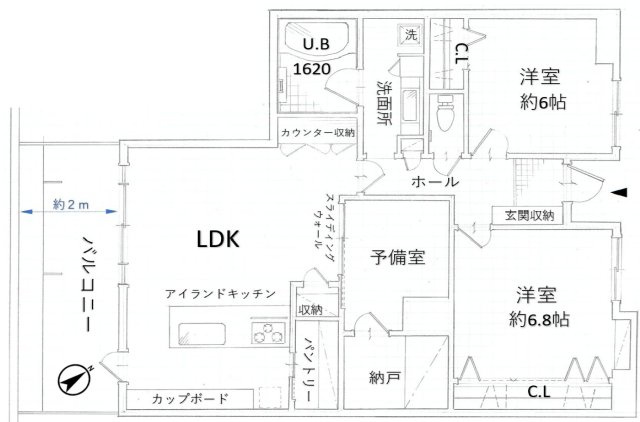 キングスクエアランドレックスC棟　市岡小学校の間取り|キングスクエアランドレックスC棟　間取り